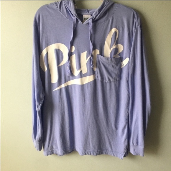 VS Pink spellout lilac hooded pullover XS